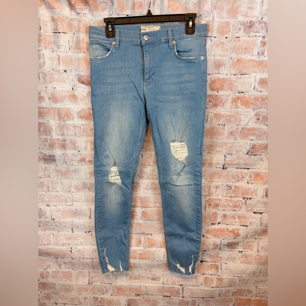 Free People Light Blue Distressed Skinny Jeans